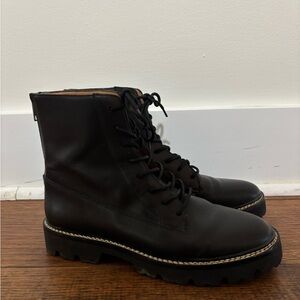Madewell Harlow Lace-Up Lugsole Boots – Black Leather